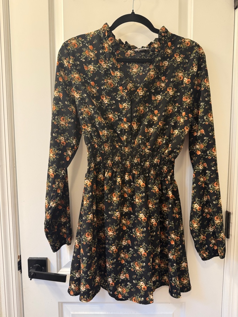 Justify Black Floral Ruffle V-Neck Blouse